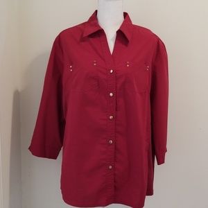 XL Button Down, 3/4 length Sleeve Top.
